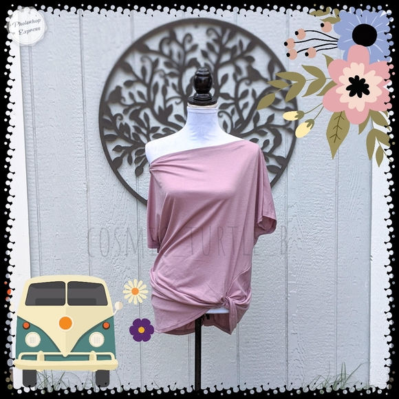 New Oversized Off Shoulder Twist Knot Top - Picture 8 of 9